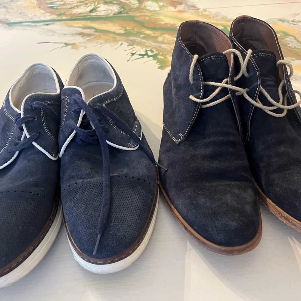 Johnston and Murphy Stylish Navy Blue Suede Shoes 2 pair size 10